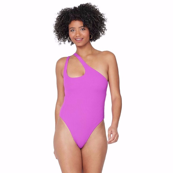 L*Space One Shoulder Pink One Piece Swimsuit - Picture 1 of 14